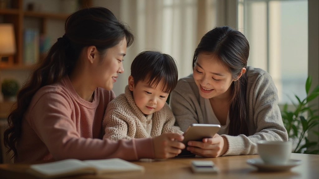Family enjoying technology mindfully with intentional digital connection practices